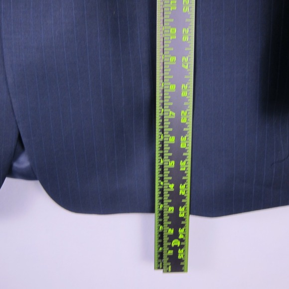 Chaps Ralph Lauren Mens Blazer Jacket Sz 48L Navy Blue Wool Striped Sport Coat - Picture 4 of 9